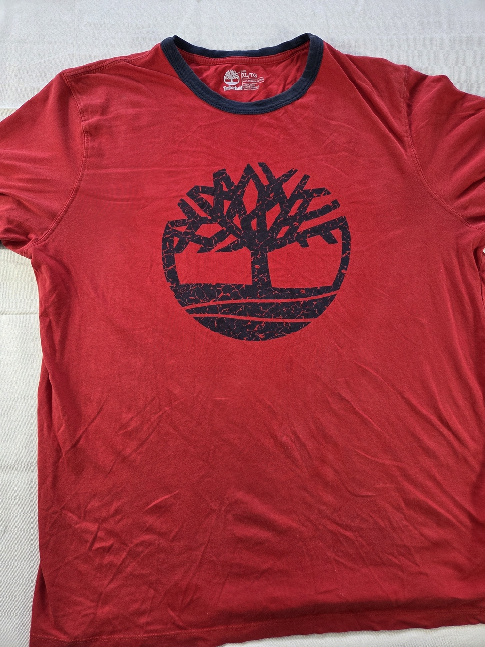 Timberland Red Short-Sleeve Crewneck with Black Tree Logo
